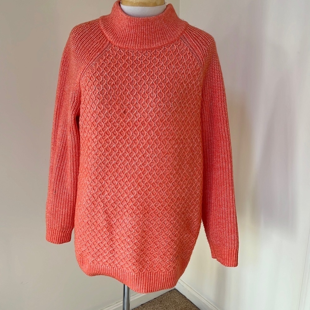 Talbots plus 1X orange mock neck knit sweater.